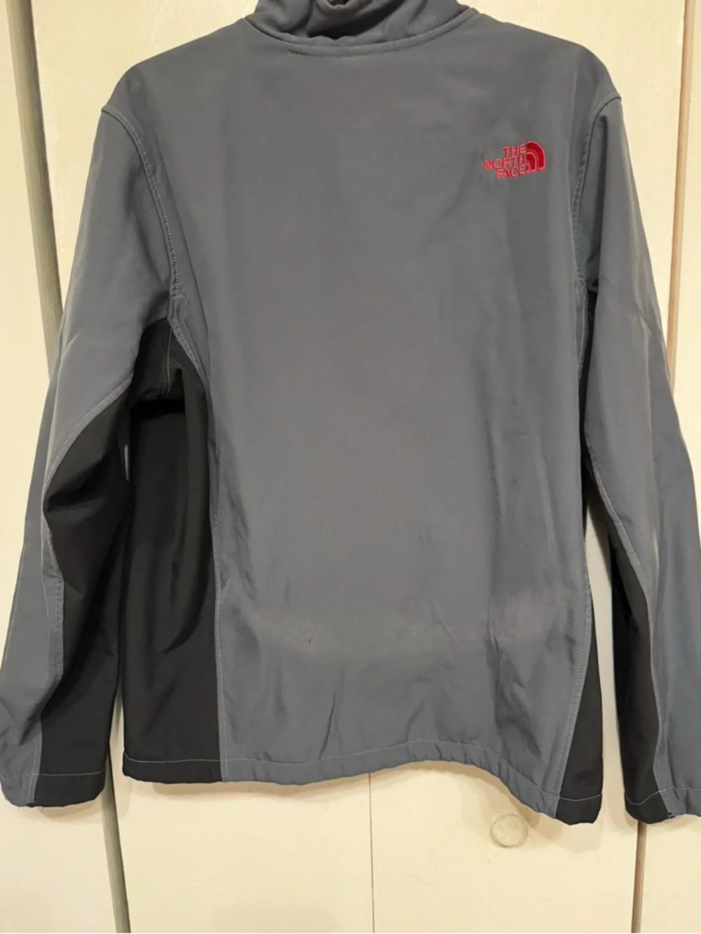 North Face Jacket Mens Large Gray Softshell Full Zip Outdoor Fleece Lined